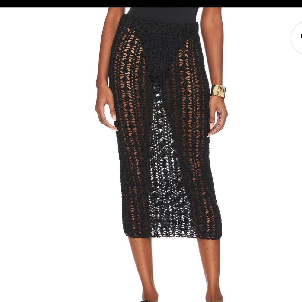 L’Academie Odilie Crochet Midi skirt